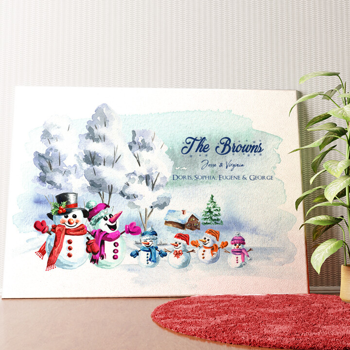 Personalized mural Snowman Family