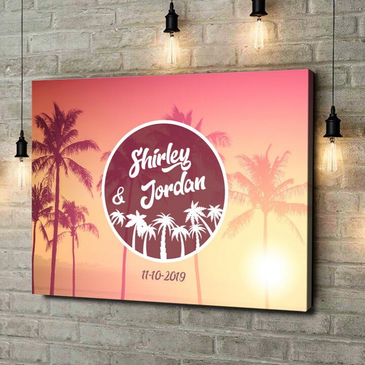 Personalized canvas print Love Under The Palms