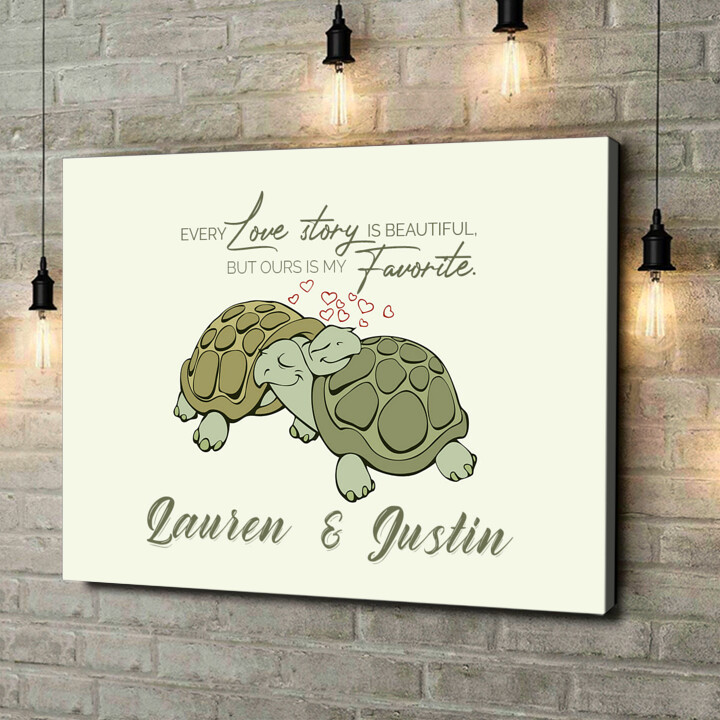 Personalized canvas print Turtle Love