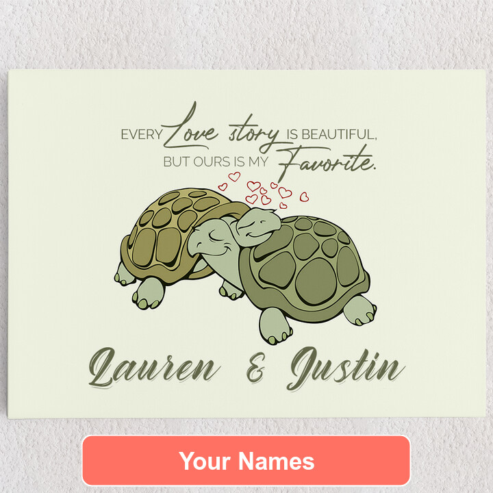 Personalized Canvas Turtle Love