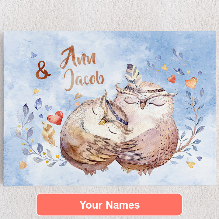 Personalized Canvas Cuddly Owls