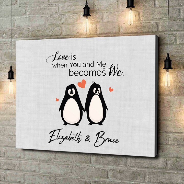 Personalized canvas print Set Of Penguins