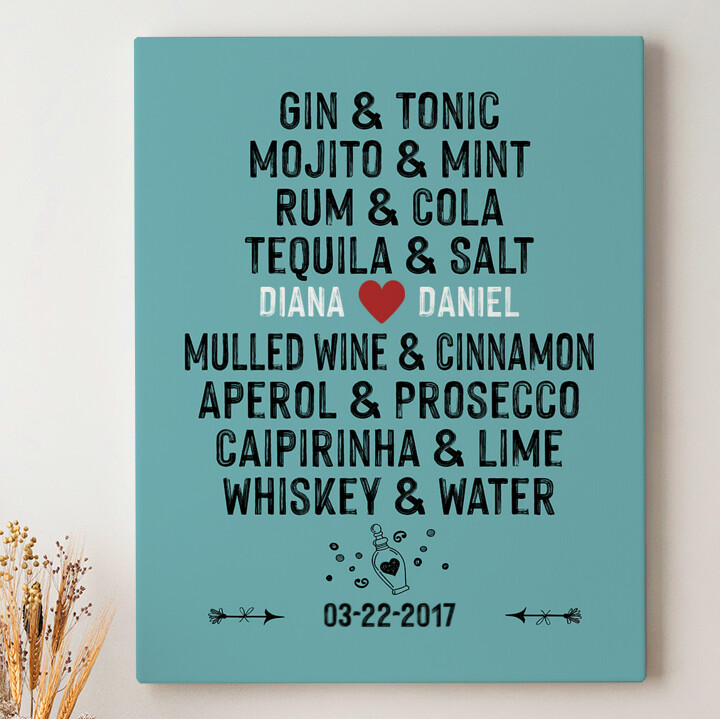Personalized canvas print You & Me - Drinks