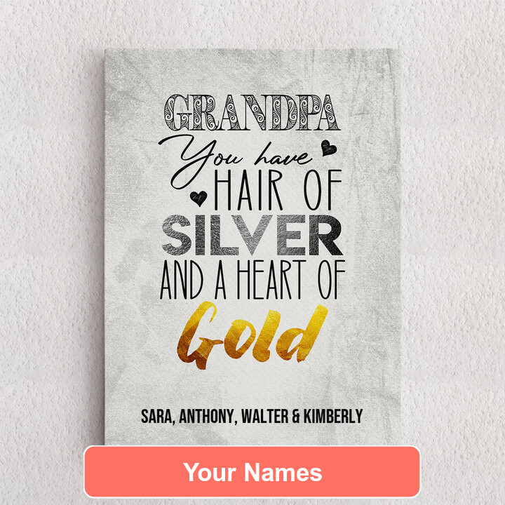 Personalized Canvas Grandpa  Has A Heart Of Gold