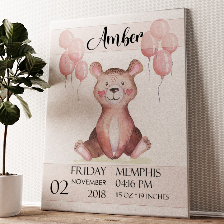 Canvas For Birth Teddy Bear Personalized mural