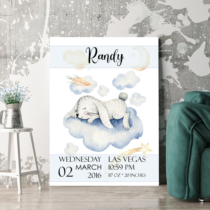 Personalized gift Canvas For Birth Rabbit Dreams