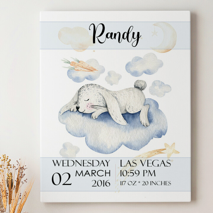 Personalized canvas print Canvas For Birth Rabbit Dreams