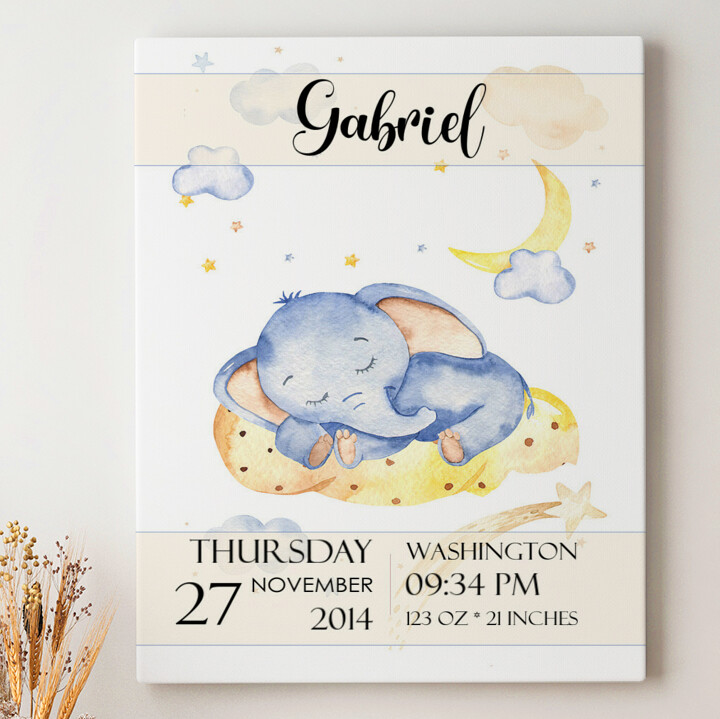 Personalized canvas print Canvas For Birth Elephant Dreams