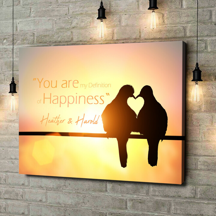Personalized canvas print Love Birds