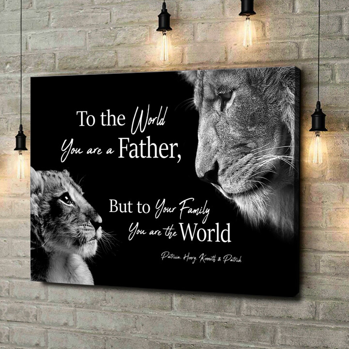 Personalized canvas print Lion Father (landscape Format)