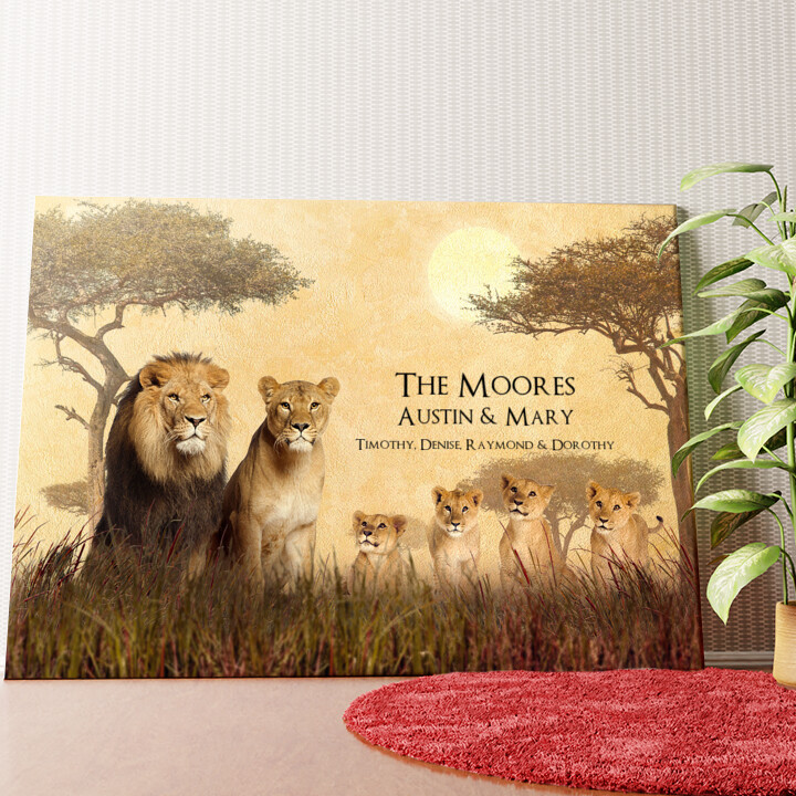 Personalized mural Lion Family