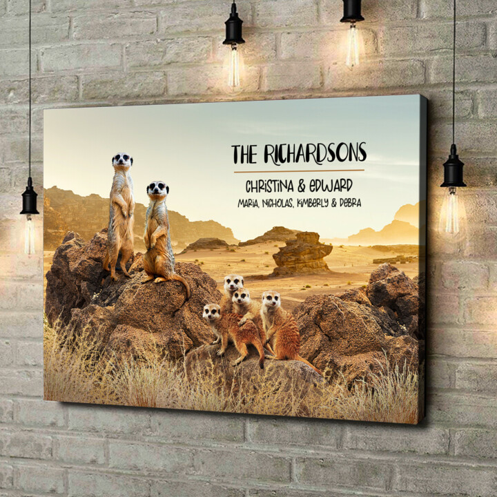 Personalized canvas print Meerkat Family
