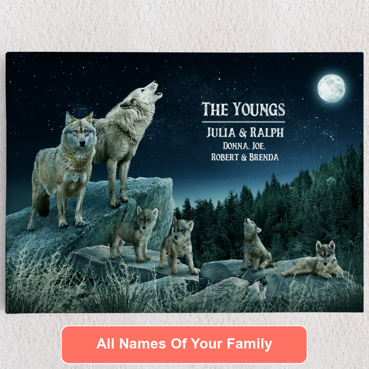 Personalized Canvas Wolf Pack