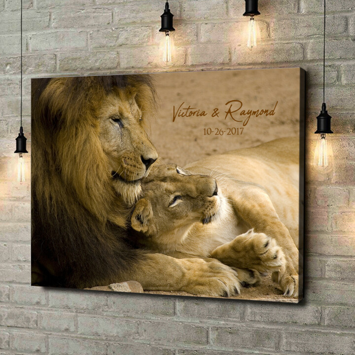 Personalized canvas print Lions Love