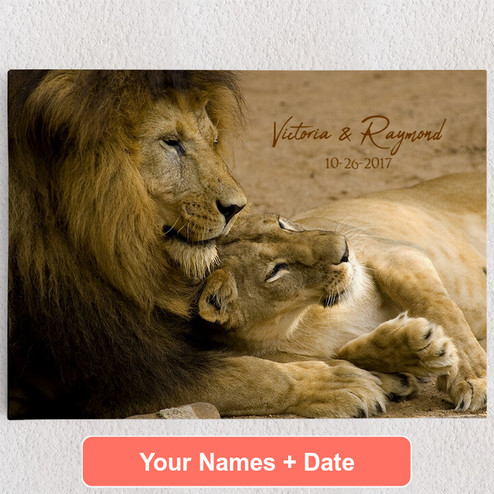 Personalized Canvas Lions Love