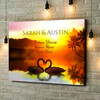 Personalized canvas print Love Swans