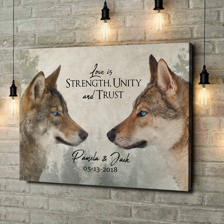 Personalized canvas print Wolf Love