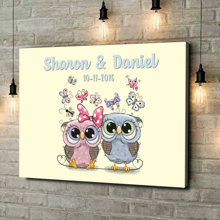 Personalized canvas print Love Owls