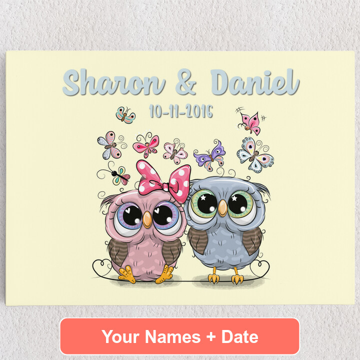 Personalized Canvas Love Owls