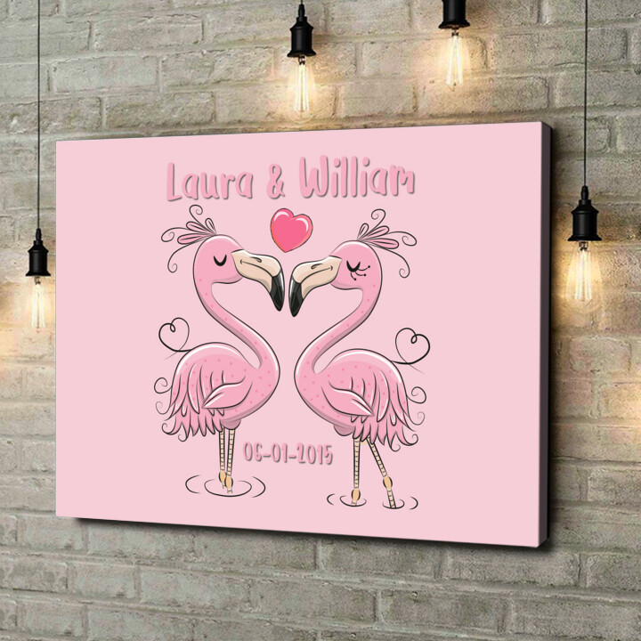 Personalized canvas print Flamingorama