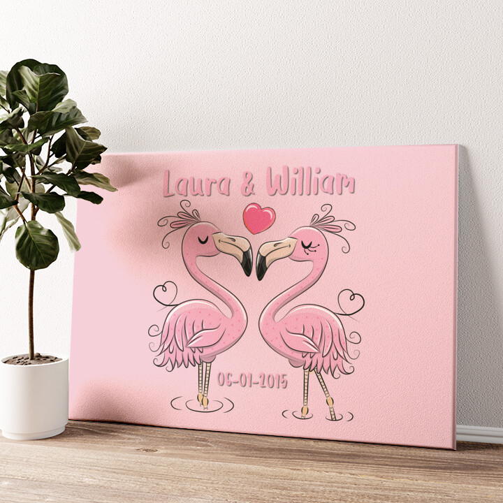 Personalized canvas print Flamingorama