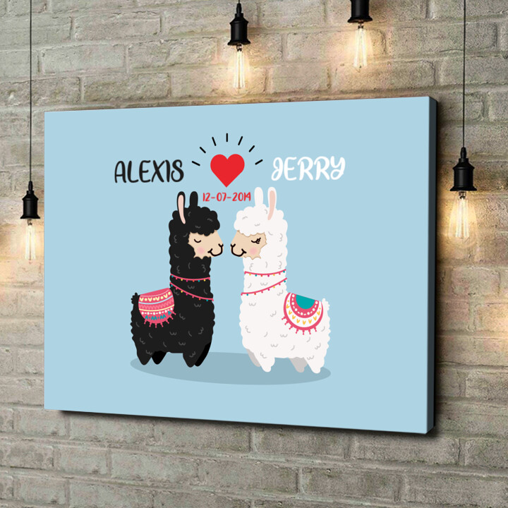 Personalized canvas print Alpaca Love