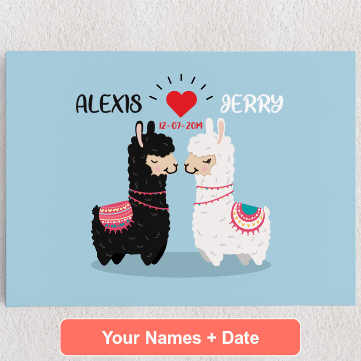 Personalized Canvas Alpaca Love