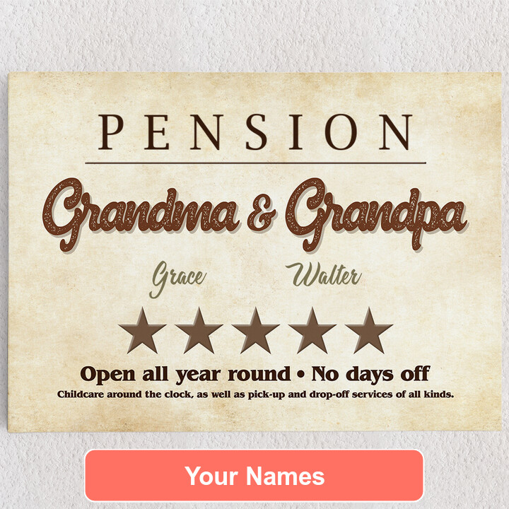 Personalized Canvas Pension Grandma & Grandpa