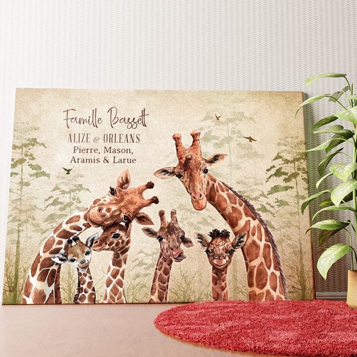 Famille de girafes Murale personnalisée