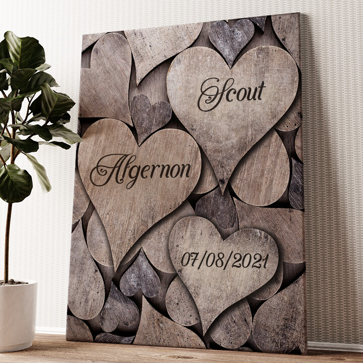 Impression sur toile personnalisée Wood hearts