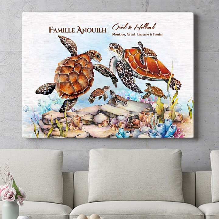 Murale personnalisée Famille de tortues