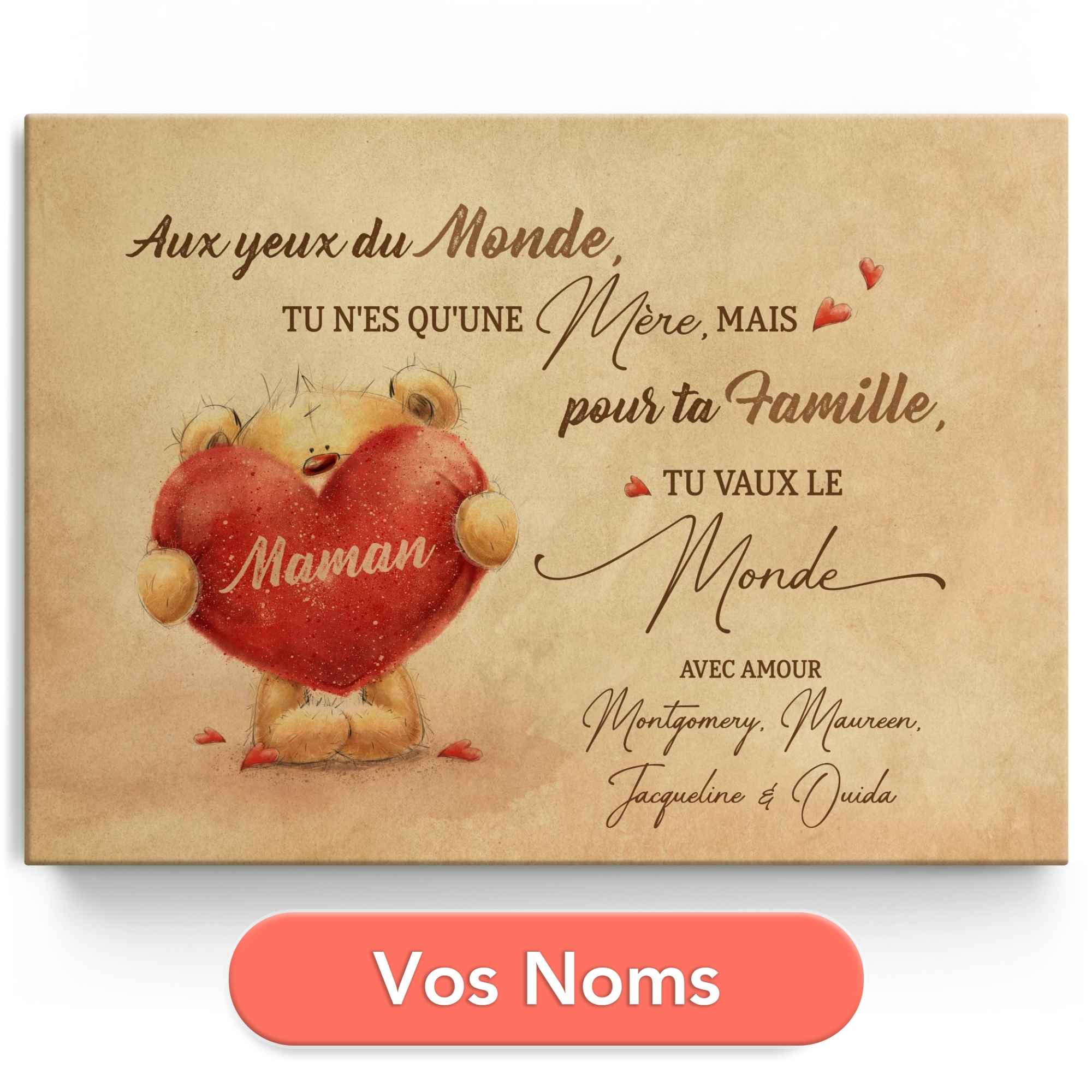 Toile personnalisée Maman ours