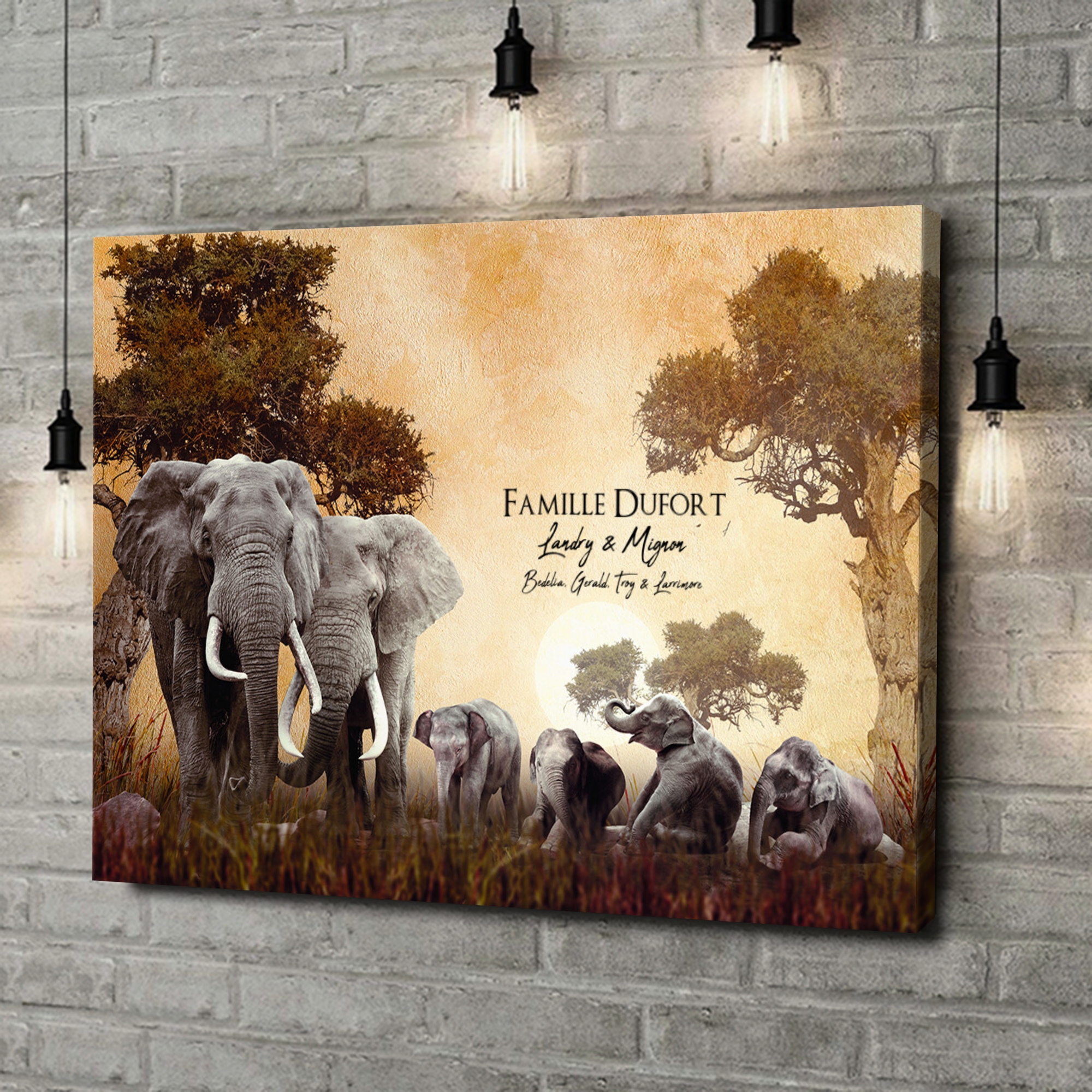 Toile Cadeau Famille d'éléphants