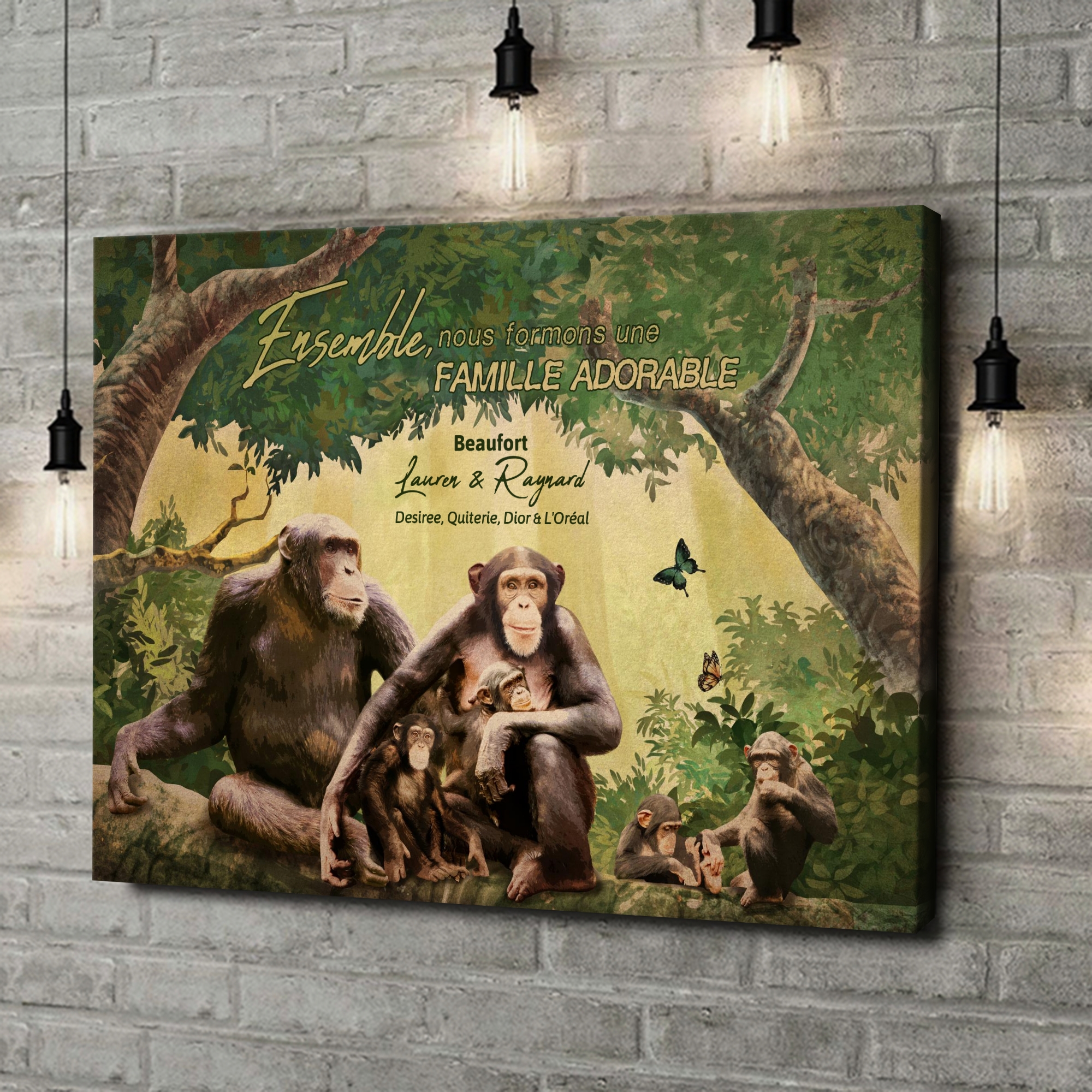 Toile Cadeau Famille de singes