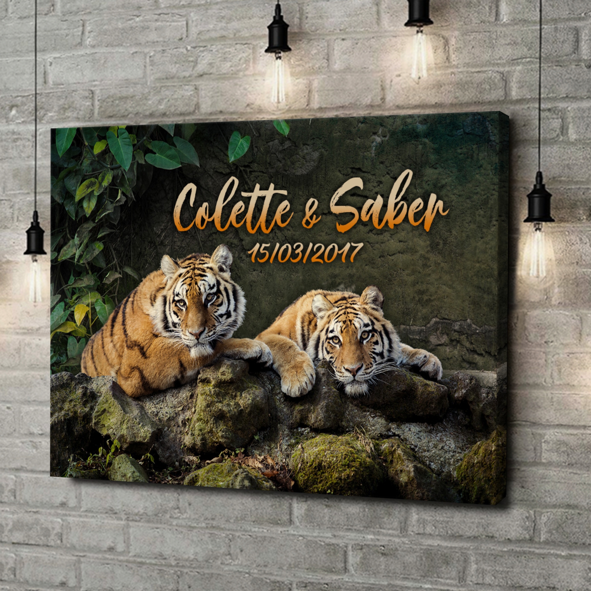 Toile Cadeau Couple de tigres