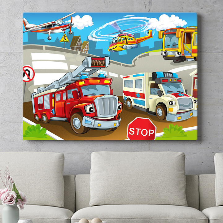 Murale personnalisée Pompiers en dessin animé
