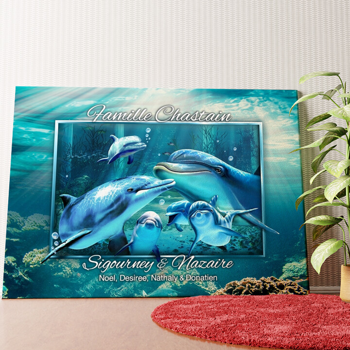 Famille de dauphins Murale personnalisée