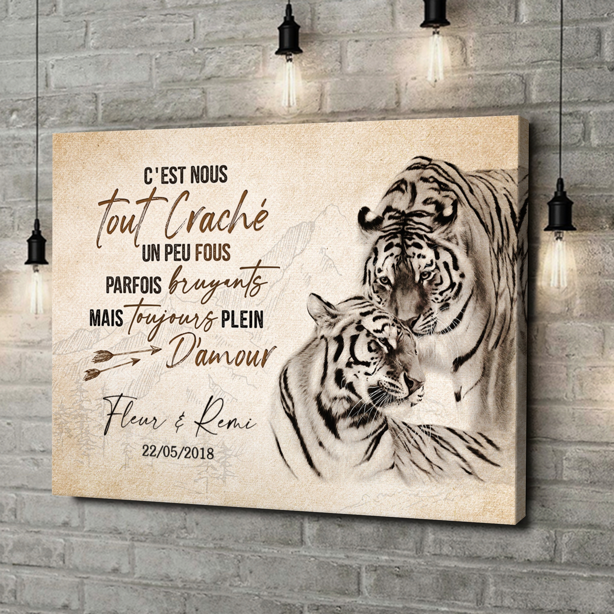 Toile Cadeau L'amour des tigres