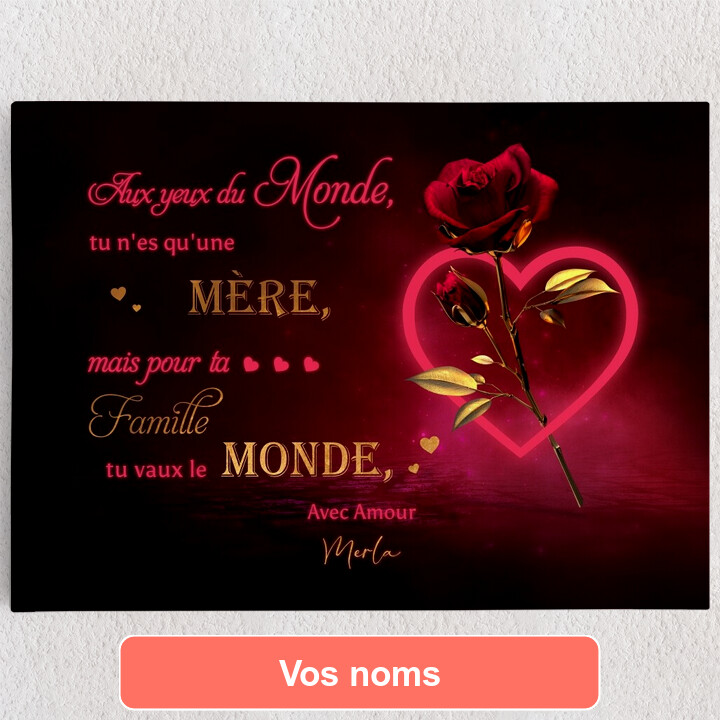 Toile personnalisée Cœur de rose de maman