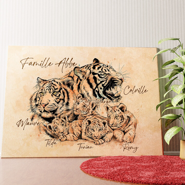 Famille de tigres Murale personnalisée