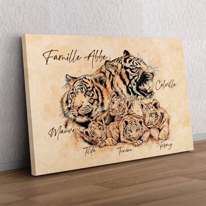 Cadeau personnalisé Famille de tigres