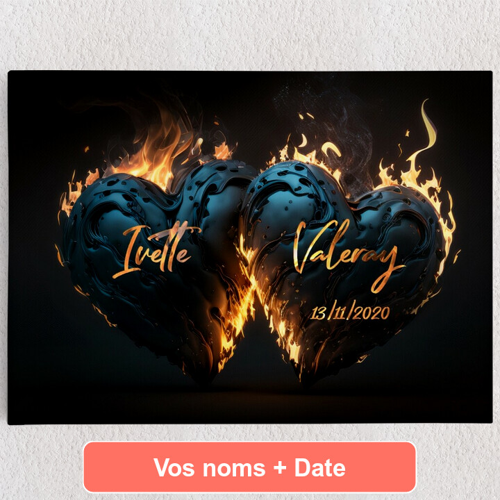 Toile personnalisée Je brûle pour toi