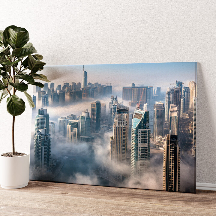 Impression sur toile personnalisée Brume sur le Dubaï Skyline 