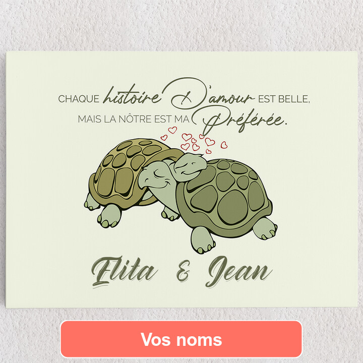 Toile personnalisée L'amour des tortues