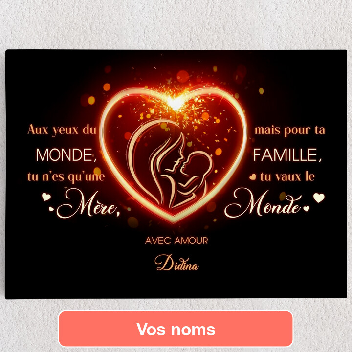 Toile personnalisée Cœur de maman étincelant