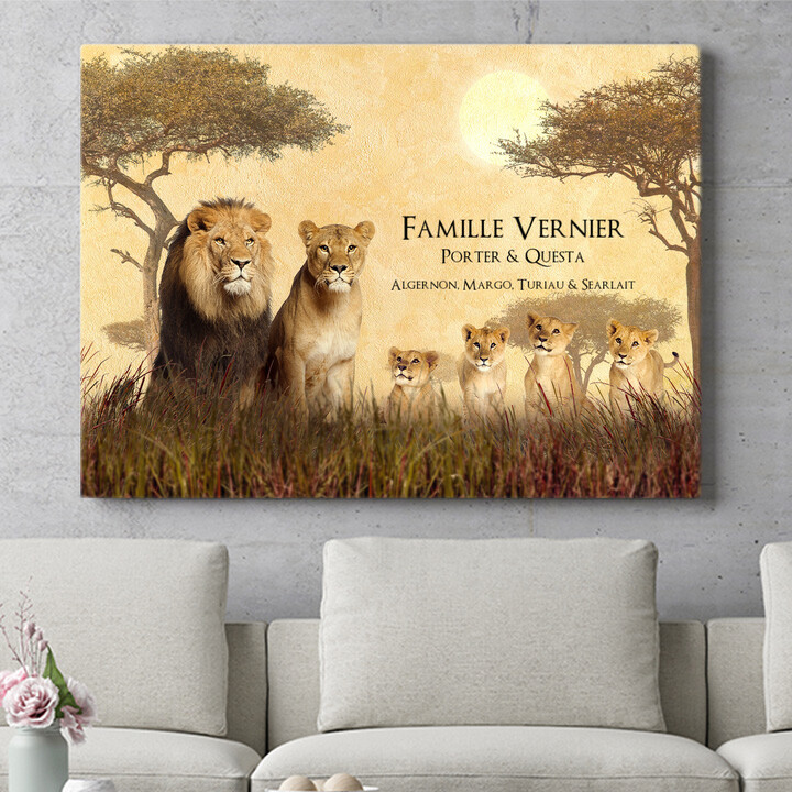 Murale personnalisée Famille de Lions