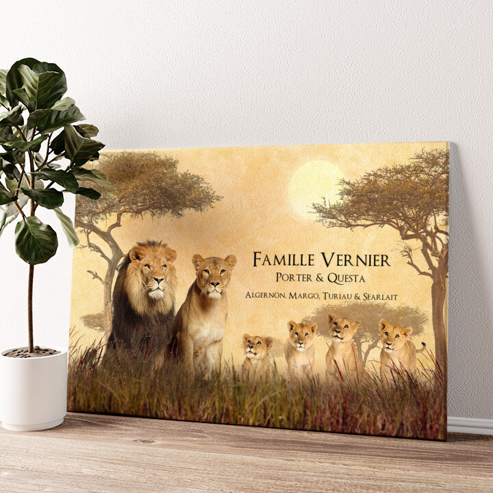 Impression sur toile personnalisée Famille de Lions