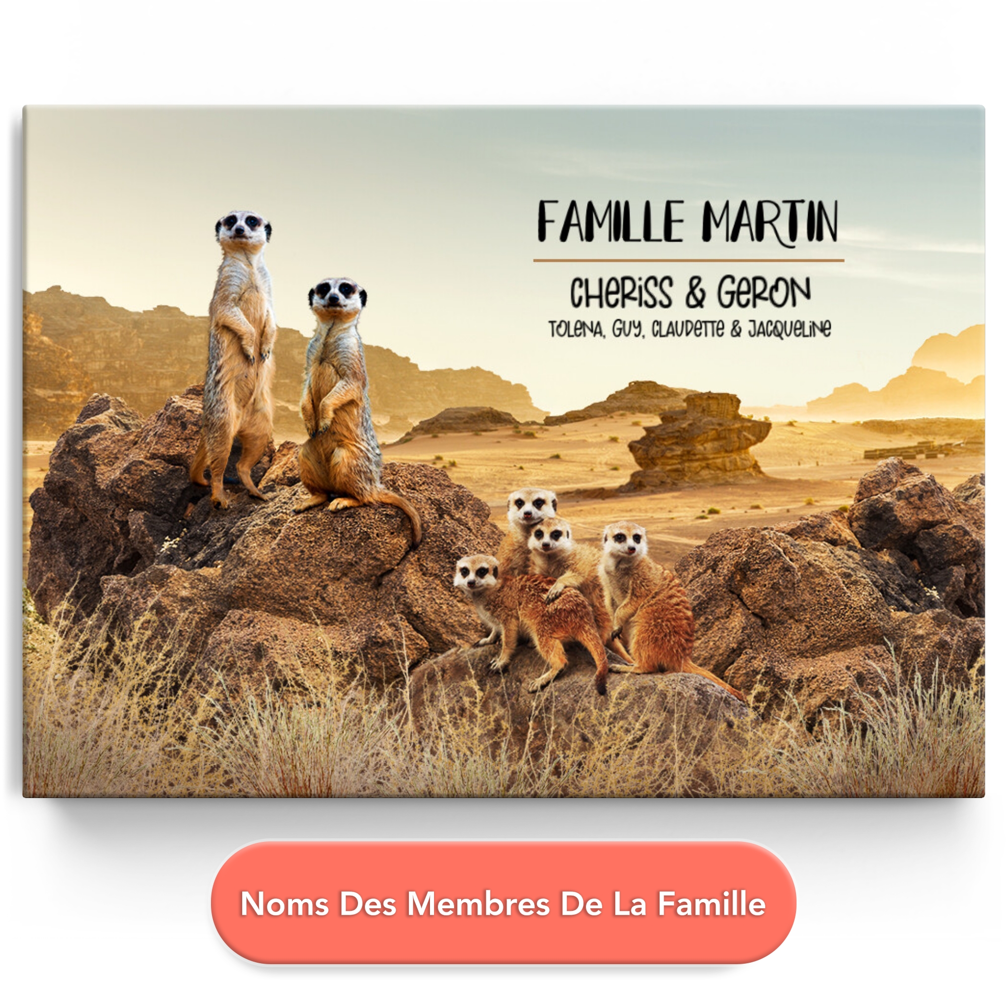 Toile personnalisée Famille de suricates
