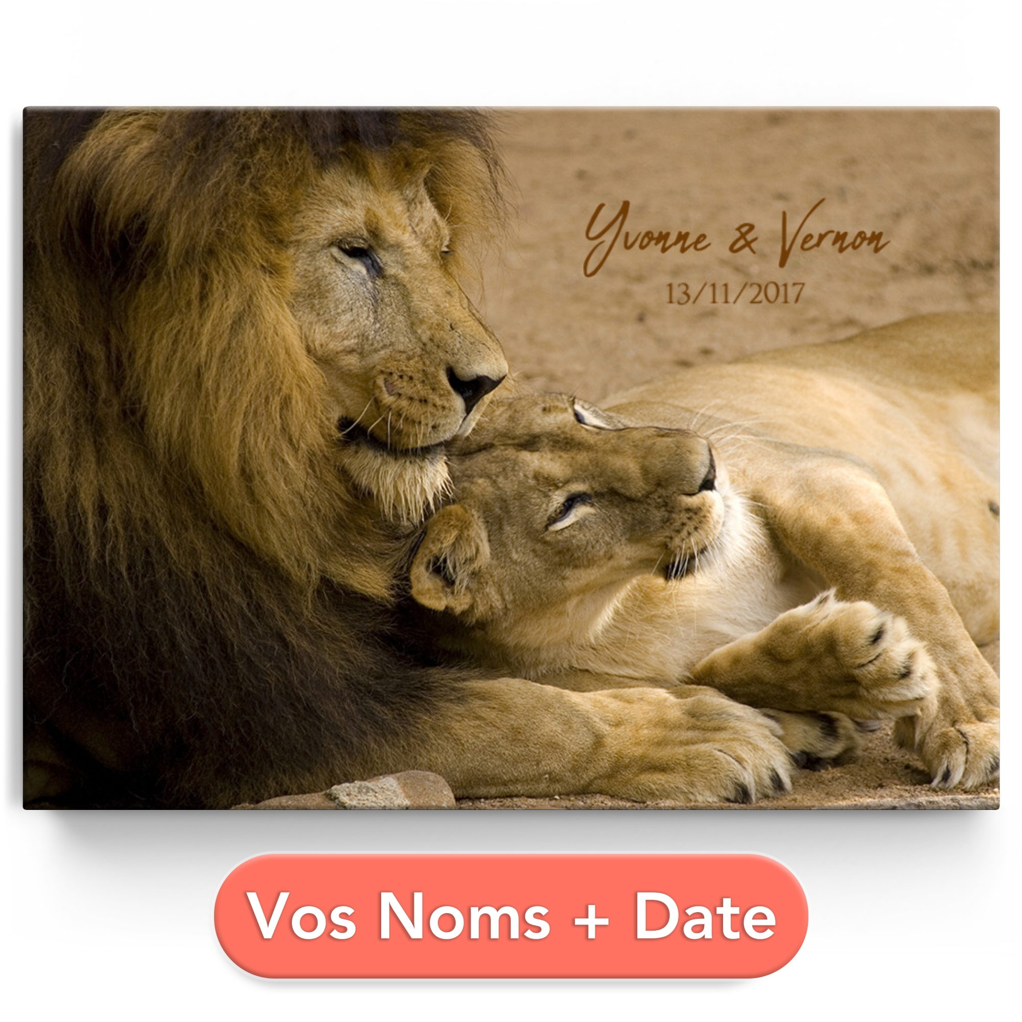 Toile personnalisée L'amour des Lions