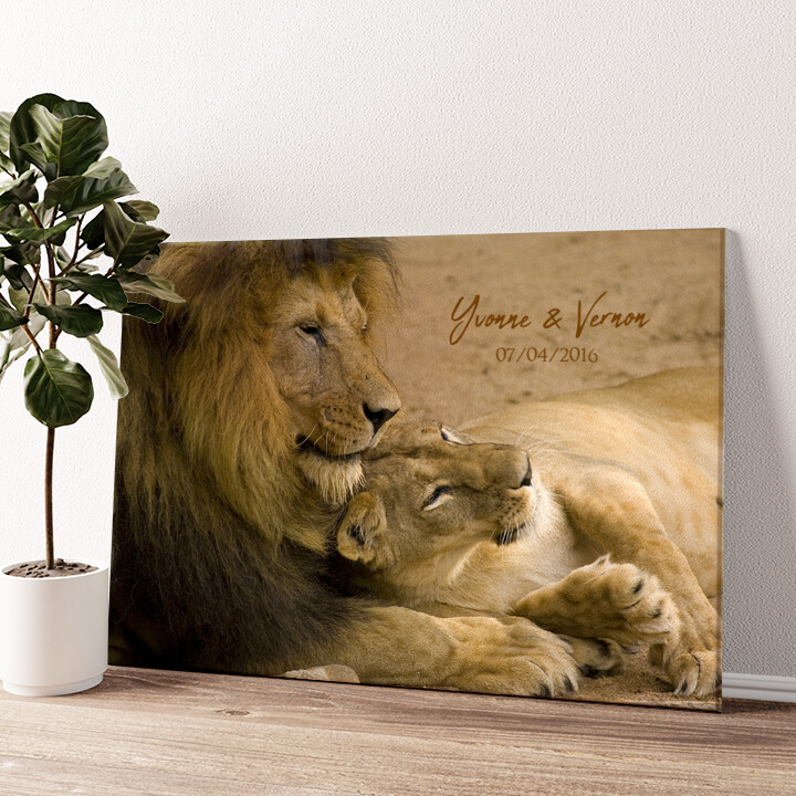 Impression sur toile personnalisée L'amour des Lions